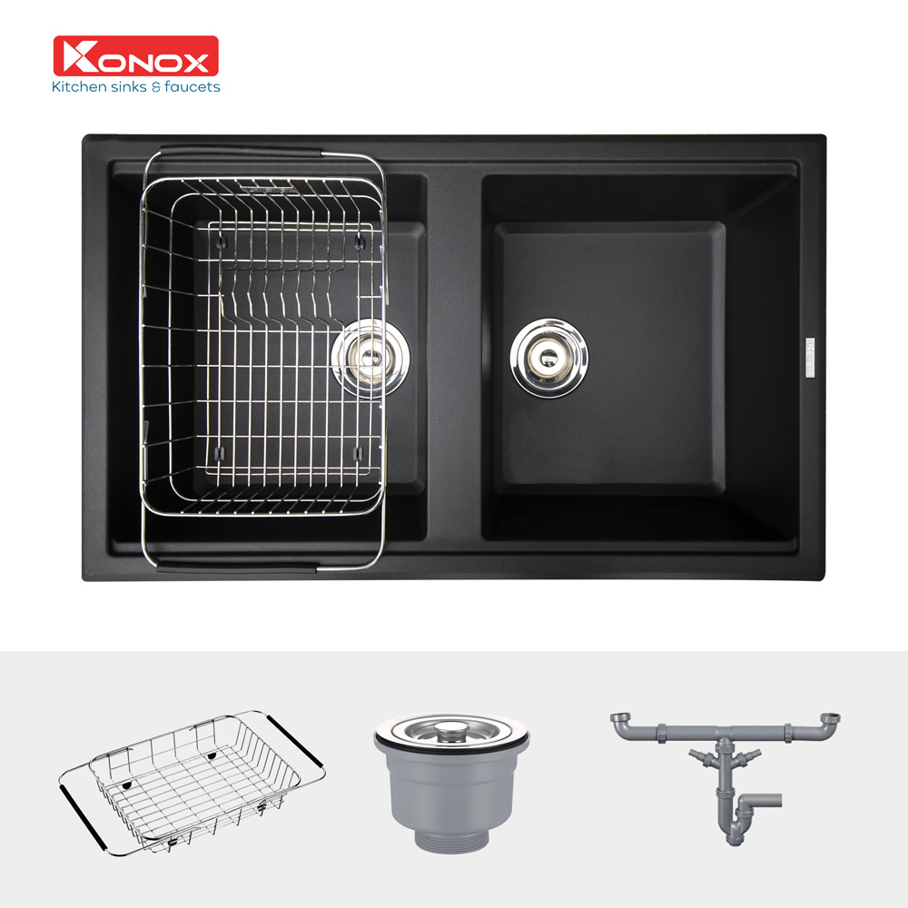 Chậu rửa bát Granite Sink Konox Phoenix Smart 860 Black
