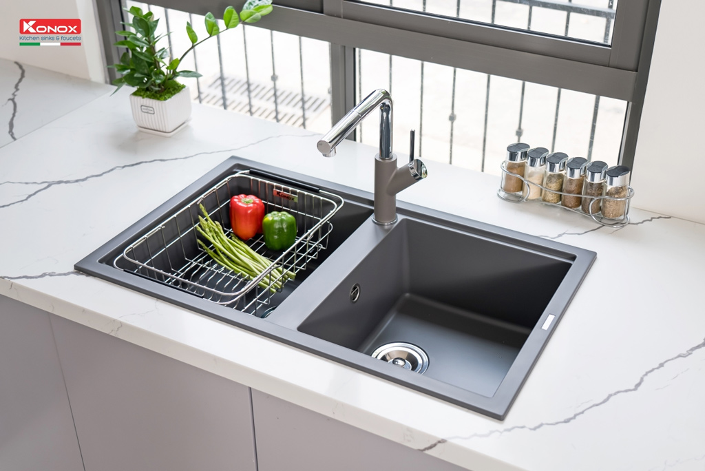 Chậu rửa bát Granite Sink Konox Phoenix Smart 860 grey