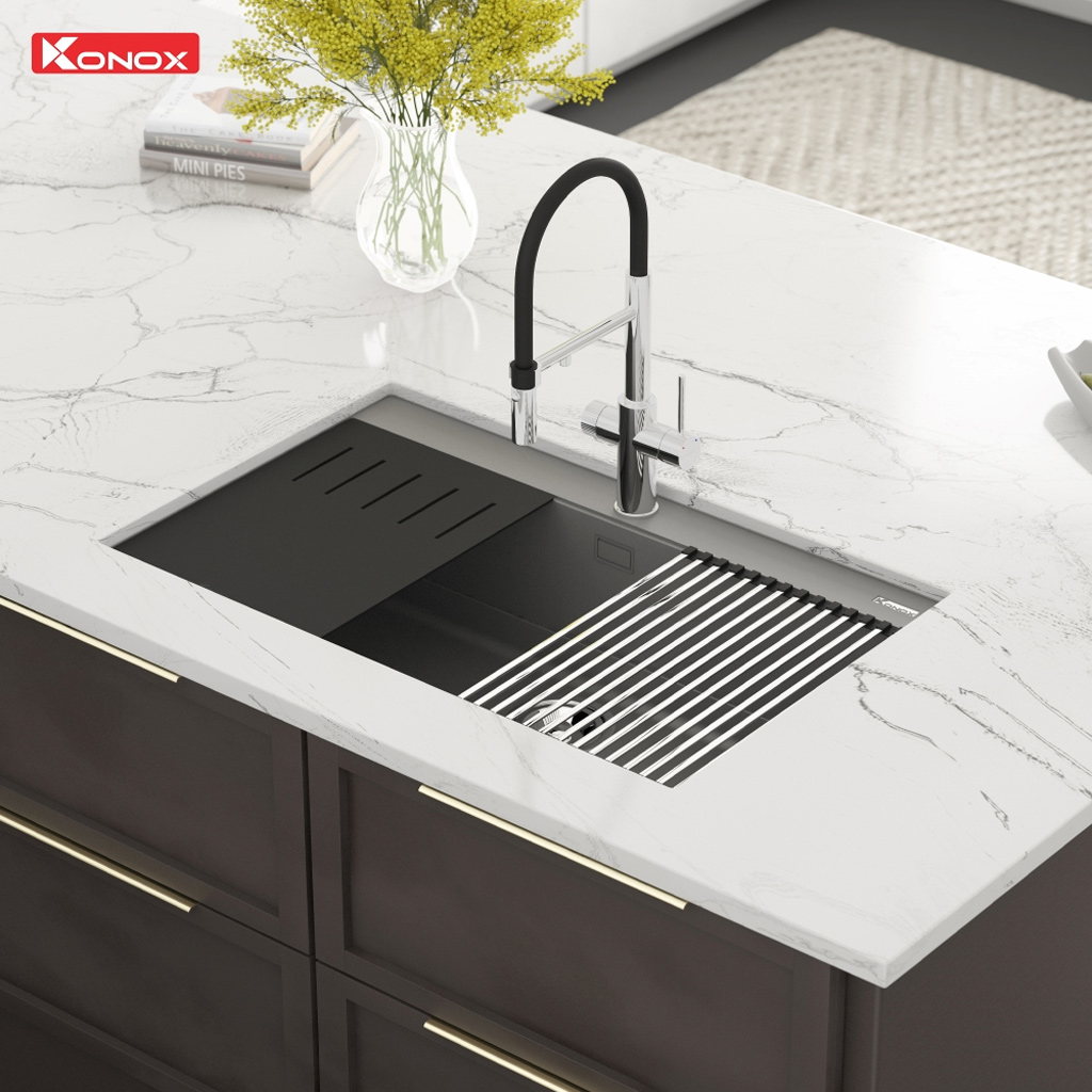 Chậu rửa bát Granite Sink Konox Terra 860S grey