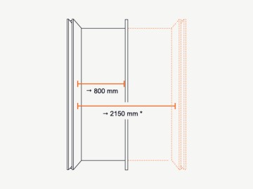 chiều rông lọt lòng ưng dụng Blum Revego Uno