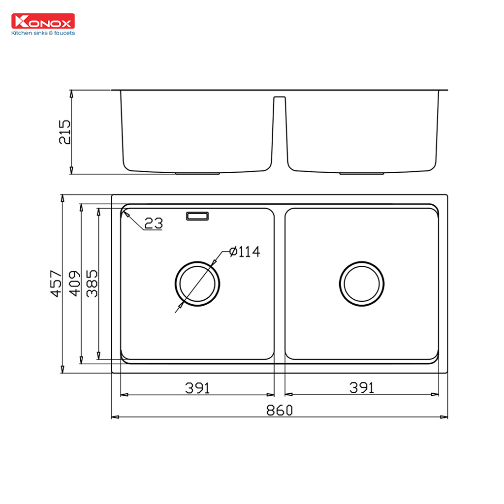 CHẬU RỬA BÁT WORKSTATION KONOX KN8646DU DEKOR