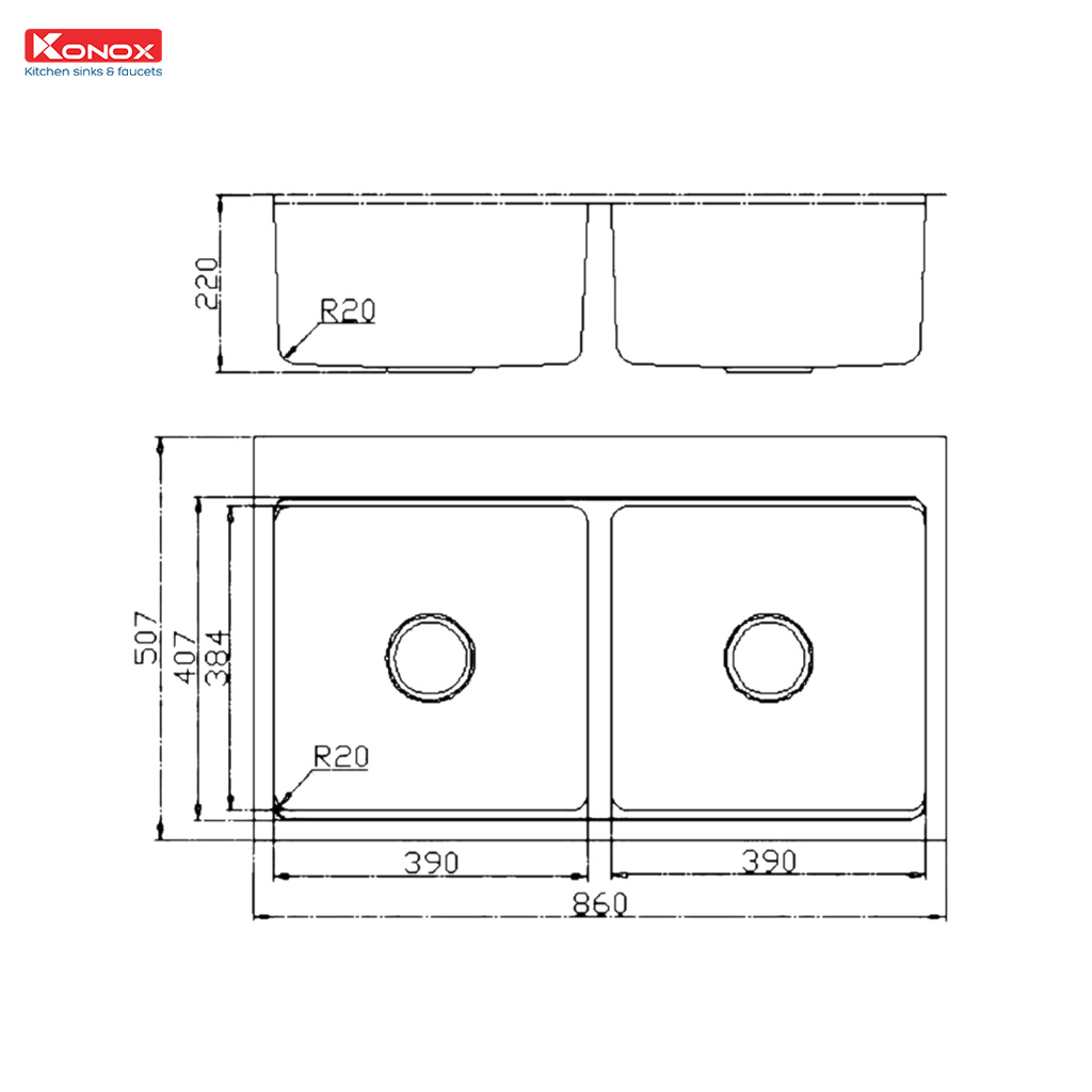 CHẬU RỬA BÁT WORKSTATION KONOX KN8651TD DEKOR