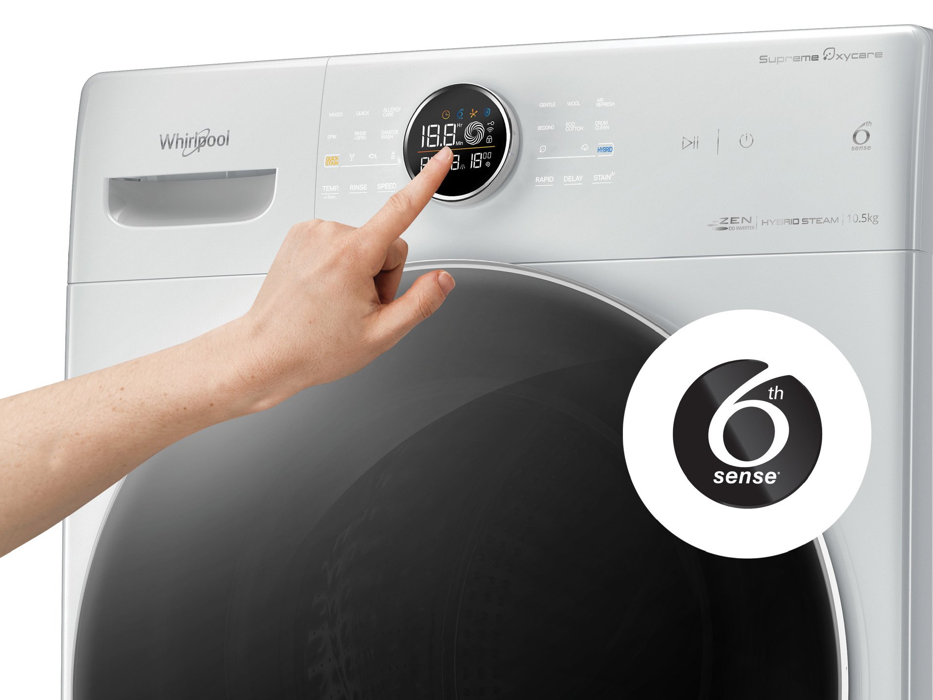 Máy giặt whirlpool chế độ tự đông 6th sense