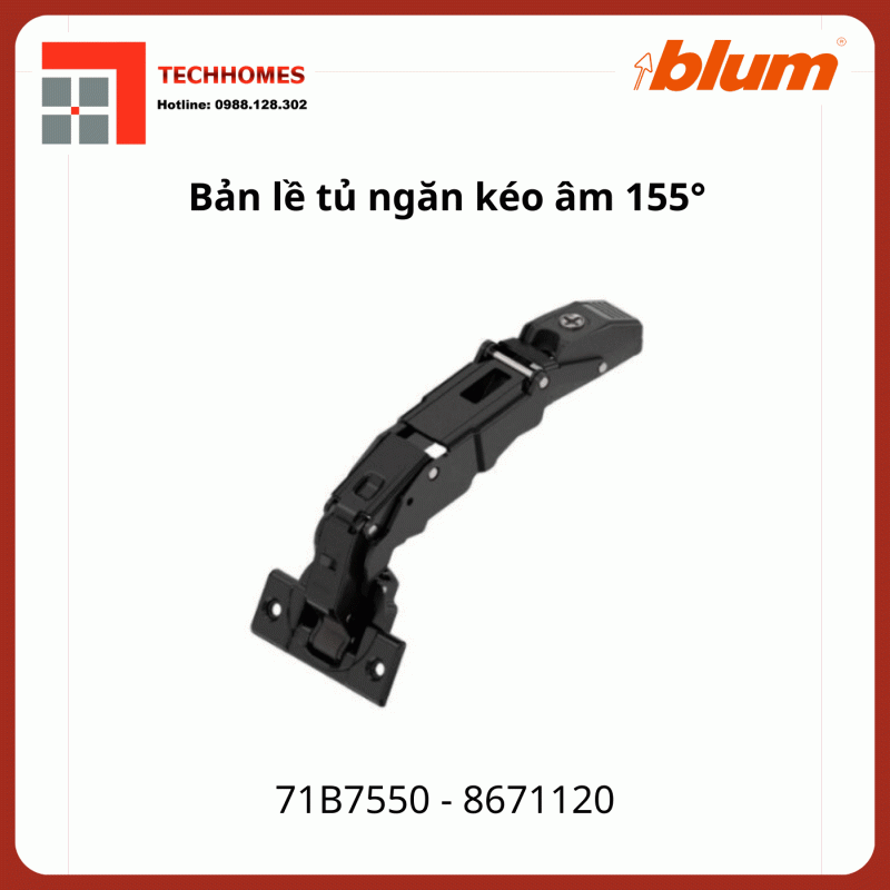 Bản lề tích hợp giảm chấn góc mở 155° 71B7550 8671120