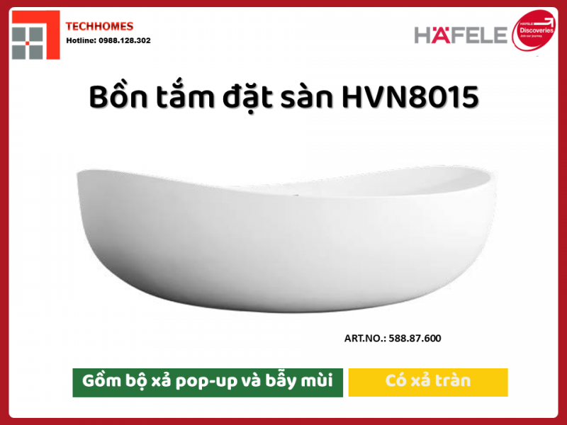 Bồn Tắm Đặt Sàn HVN8015 Hafele 588.87.600