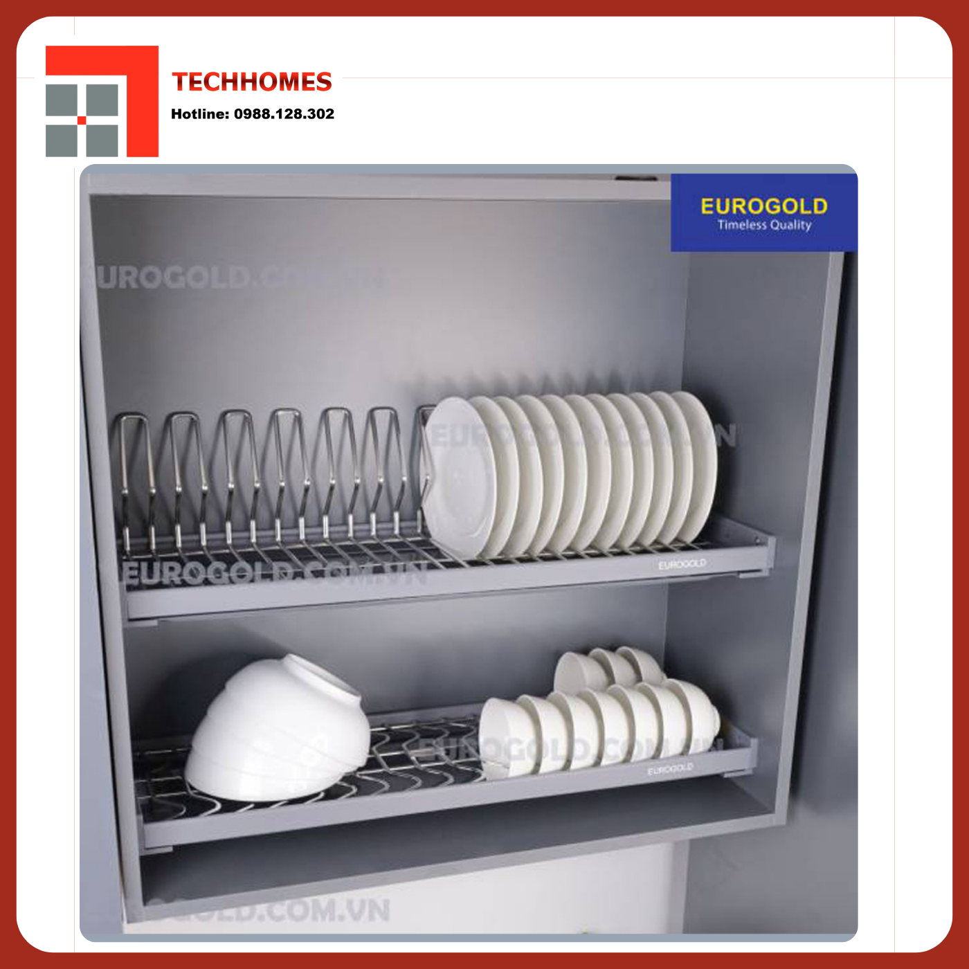 Giá chén cố định inox 304 nan Oval EPV8090 – Eurogold