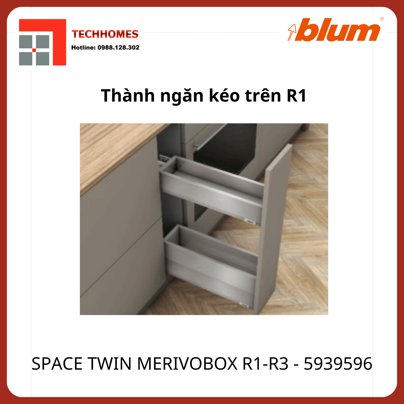 Gia vị Blum SPACE TWIN MERIVOBOX R1-R3,rộng 150-300mm,5939596, trắng