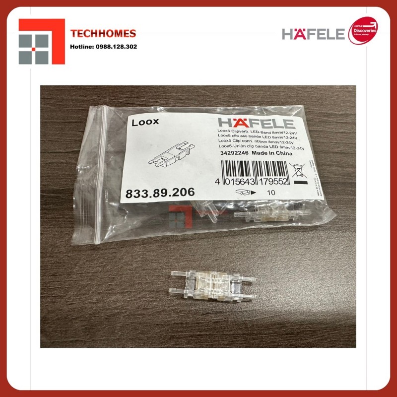 Kẹp Nối Thẳng Cho Đèn Led Dây 8mm Hafele 833.89.206