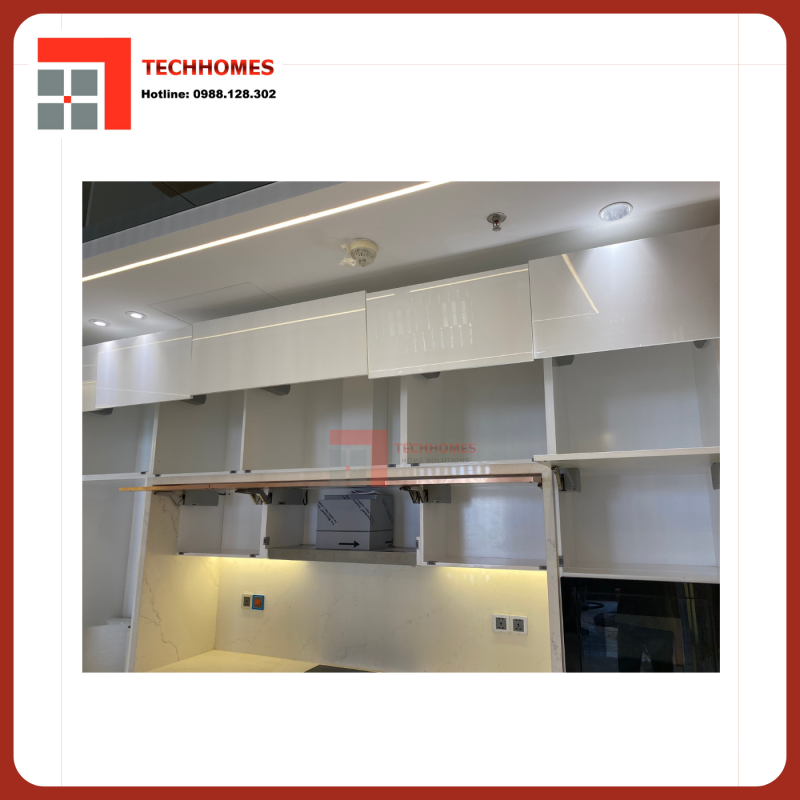 Lắp đặt phụ kiện Blum tay nâng điện