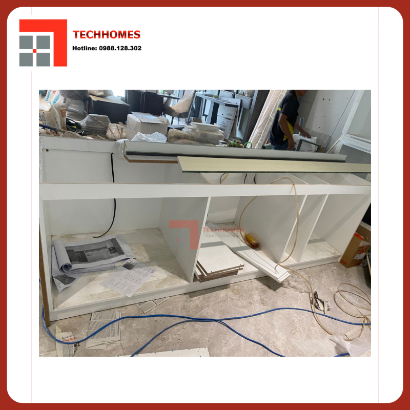 Lắp đặt phụ kiện Blum tay nâng điện