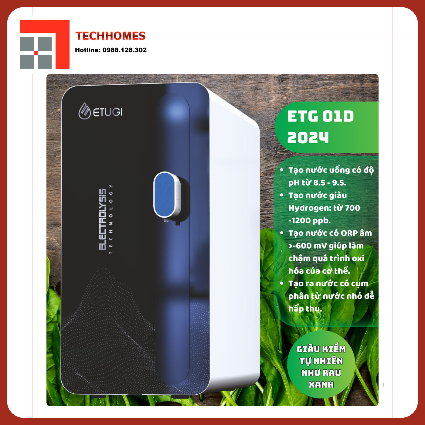 MÁY LỌC NƯỚC ION KIỀM ETUGI 3 IN 1 – ETG 01D (ĐỂ BÀN)