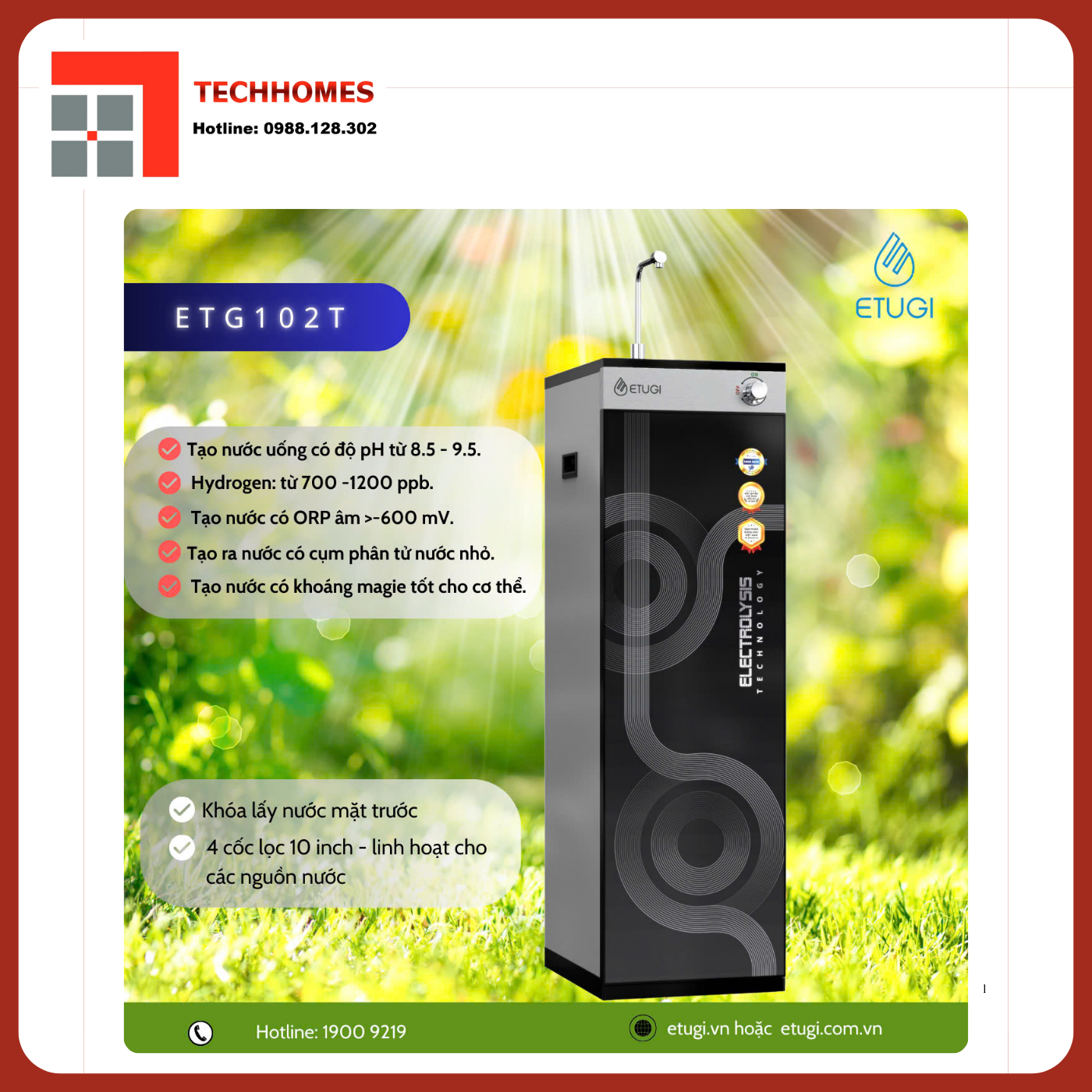 MÁY LỌC NƯỚC ION KIỀM ETUGI 3 IN 1 – ETG 102T 2024
