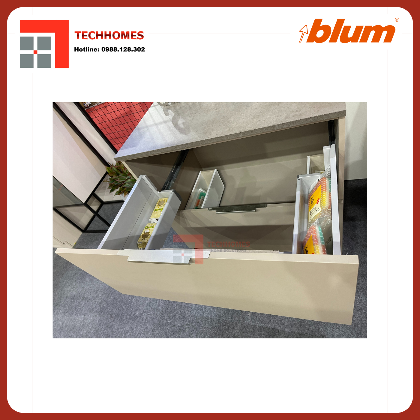 Ngăn kéo dưới chậu rửa Blum Sink drawer TANDEMBOX 3419572 xám