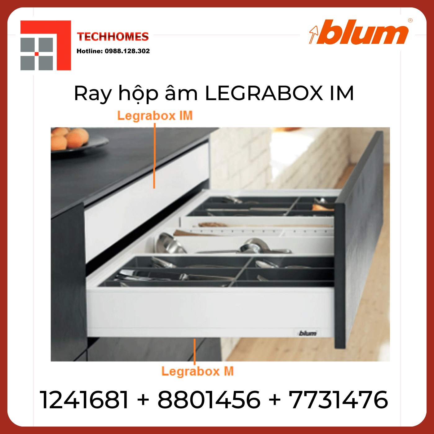 Ray hộp Blum Legrabox IM 1241681 TRẮNG