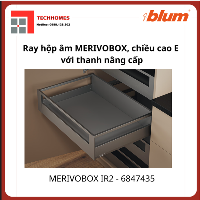 Ray hộp âm MERIVOBOX IR2, chiều cao E, 6847435,xám đậm