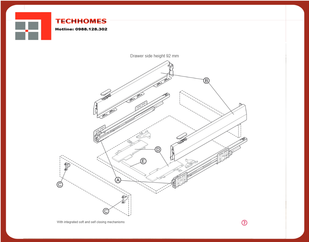 Ray hộp Häfele Matrix Box P Plus 500 40kg trắng 513.27.705