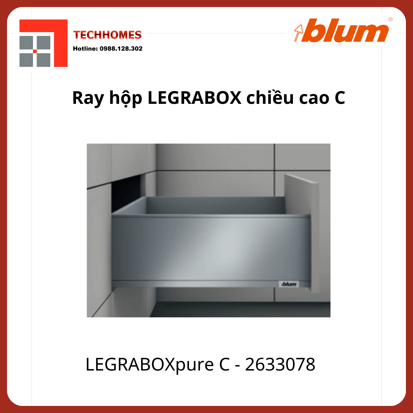 Ray hộp Blum LEGRABOX C 2633078 XÁM