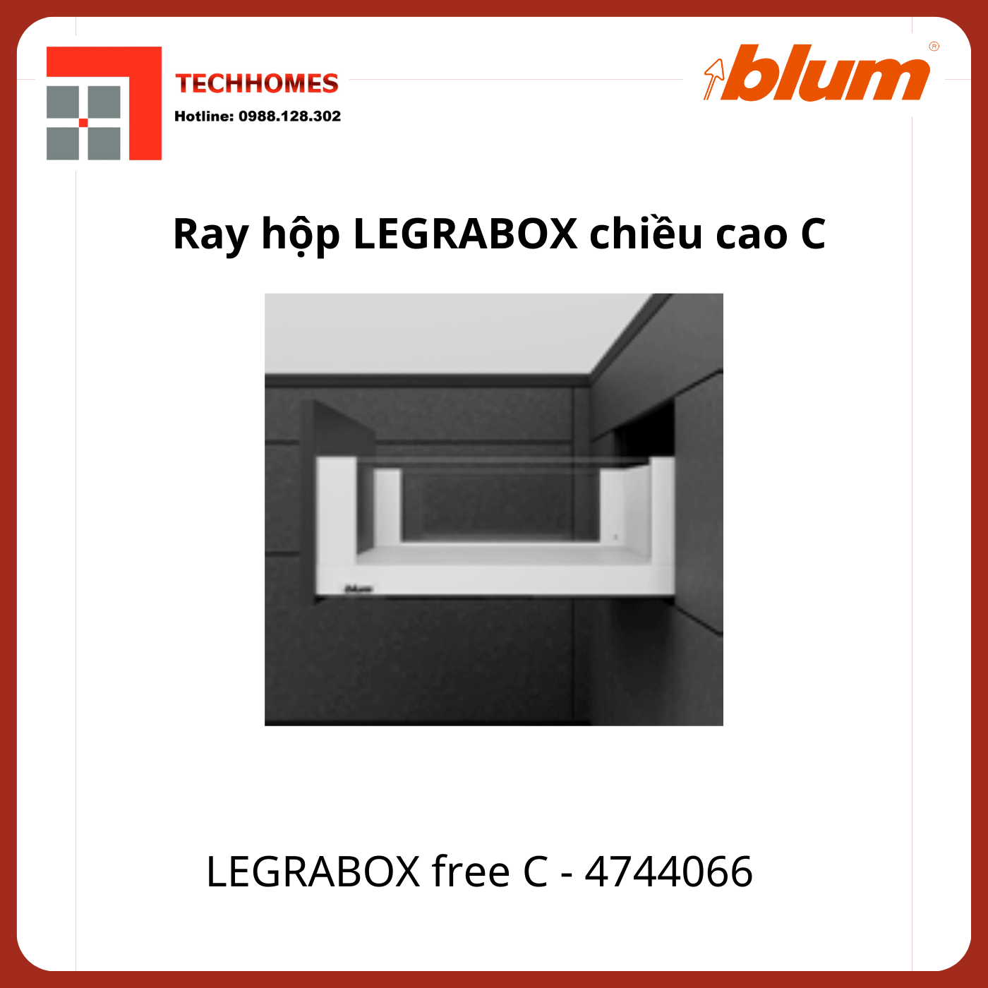 Ray hộp LEGRABOX free C, chiều cao C 177mm,4744066 trắng