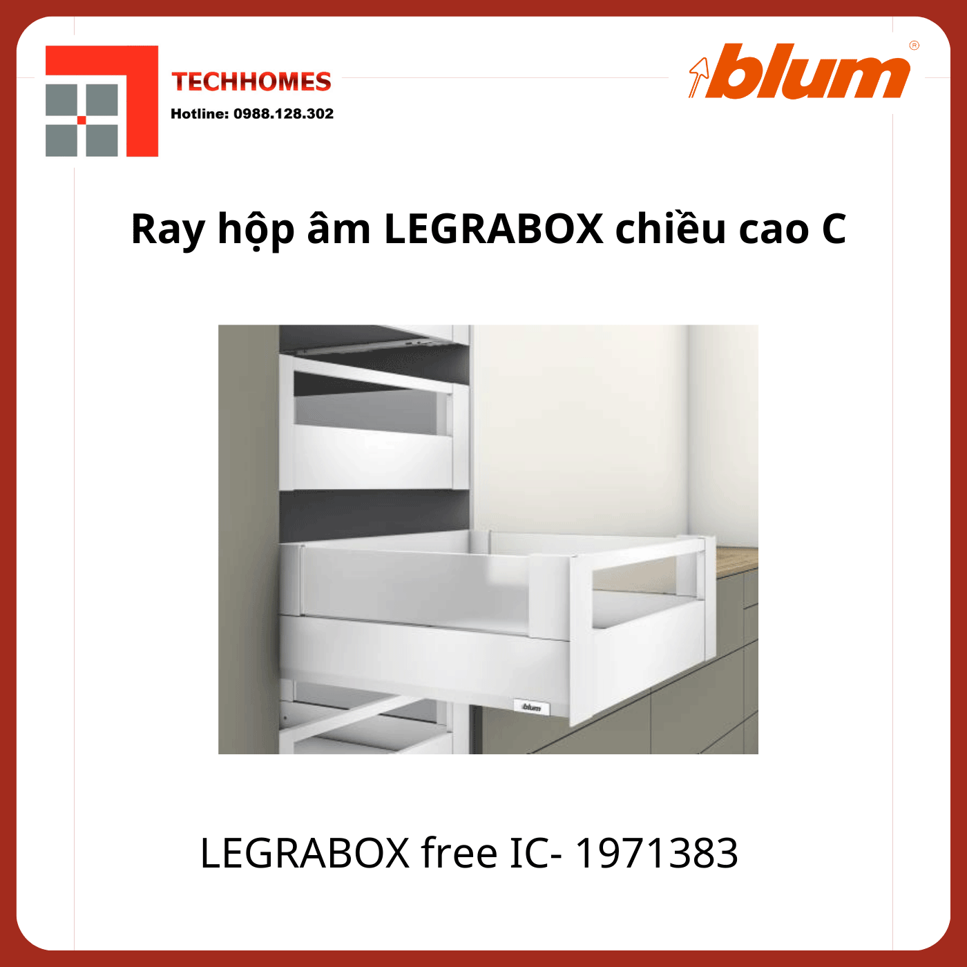 Ray hộp LEGRABOX free IC, chiều cao C 177mm, 1971383, trắng