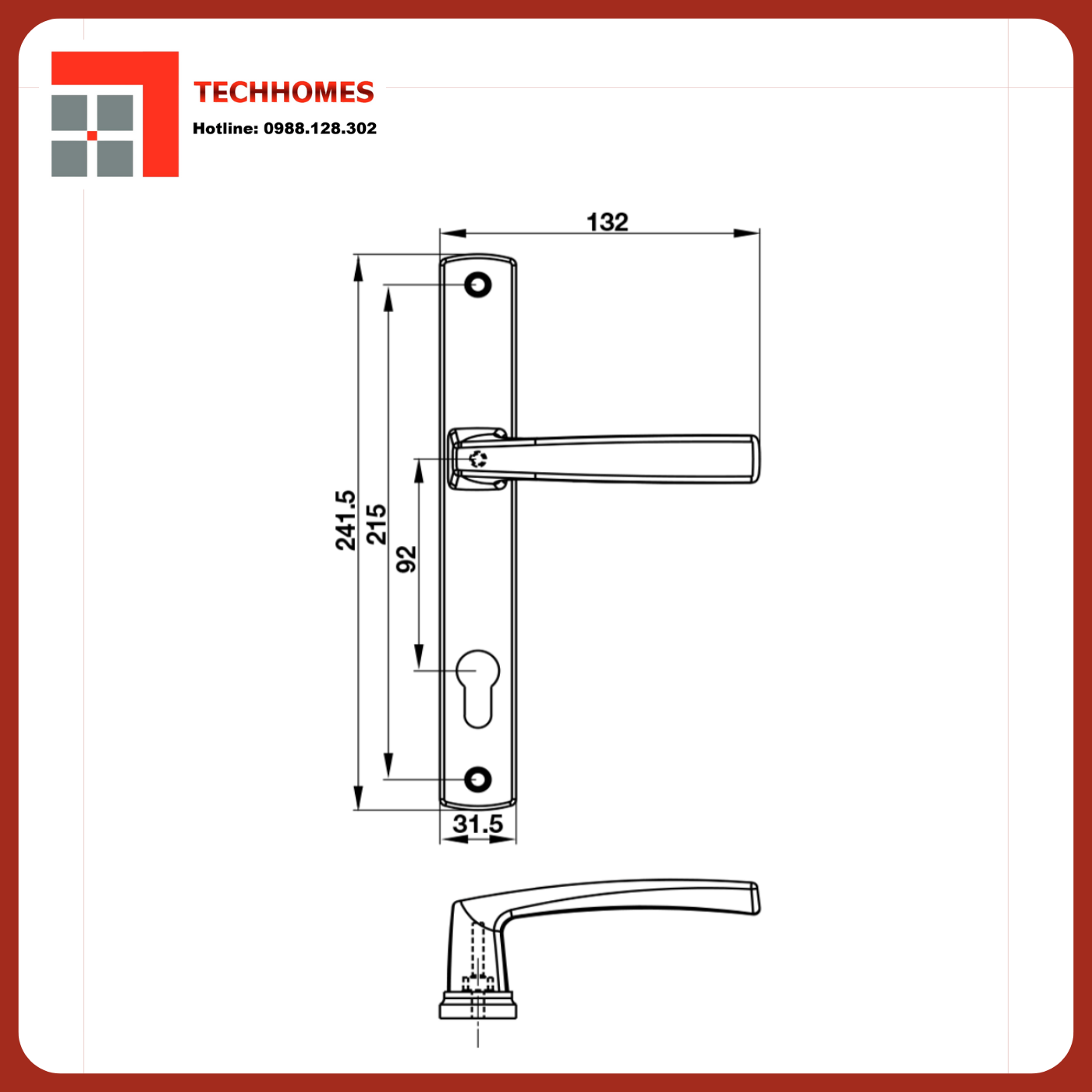 Tay Nắm Gạt Cửa Nhôm 92mm HL949C-92 Hafele 905.99.626