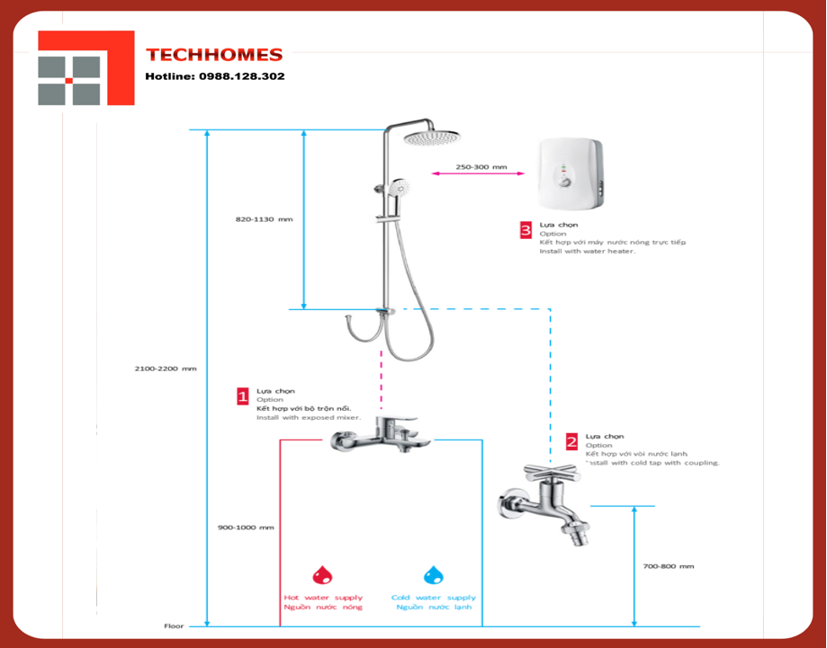 Thanh sen kết hợp ko gồm bộ trộn Chrome Hafele 589.34.189