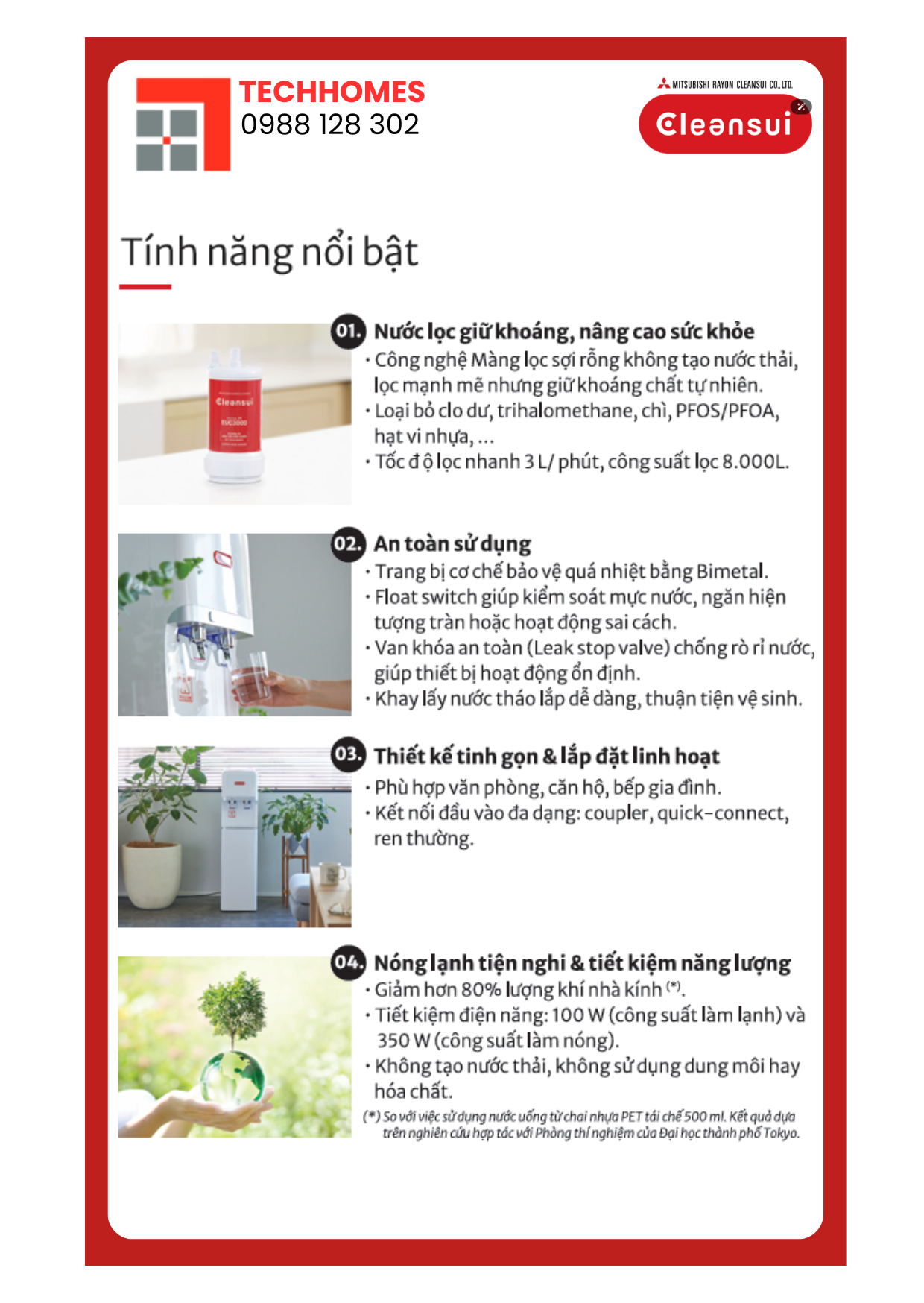 Thiết bị lọc nước tích hợp nóng lạnh - Mitssubishi Chemical Cleansui -  CWMF - 500EE