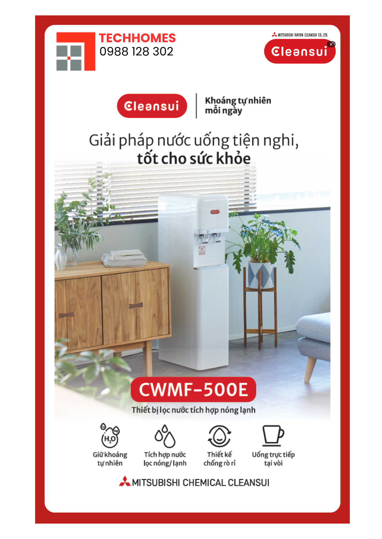 Thiết bị lọc nước tích hợp nóng lạnh - Mitssubishi Chemical Cleansui -  CWMF - 500EE