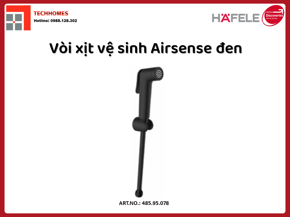 Vòi xịt vệ sinh Hafele Airsense màu đen Hafele 485.95.078