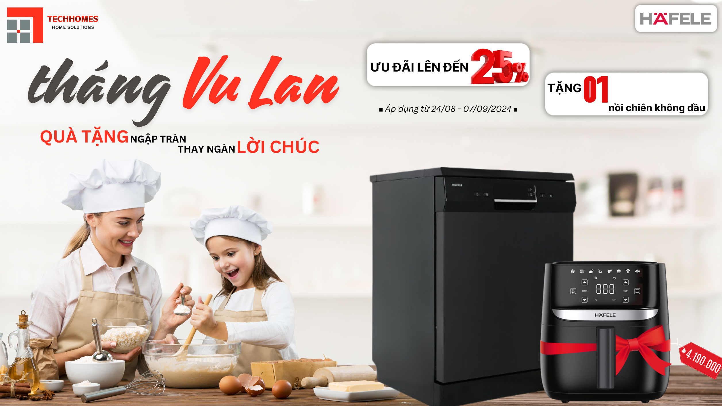Mua máy rửa chén hafele tặng nồi chiên không dầu