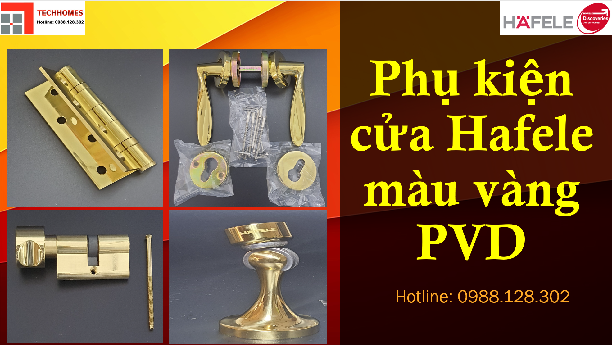 Phụ kiện cửa Hafele màu vàng