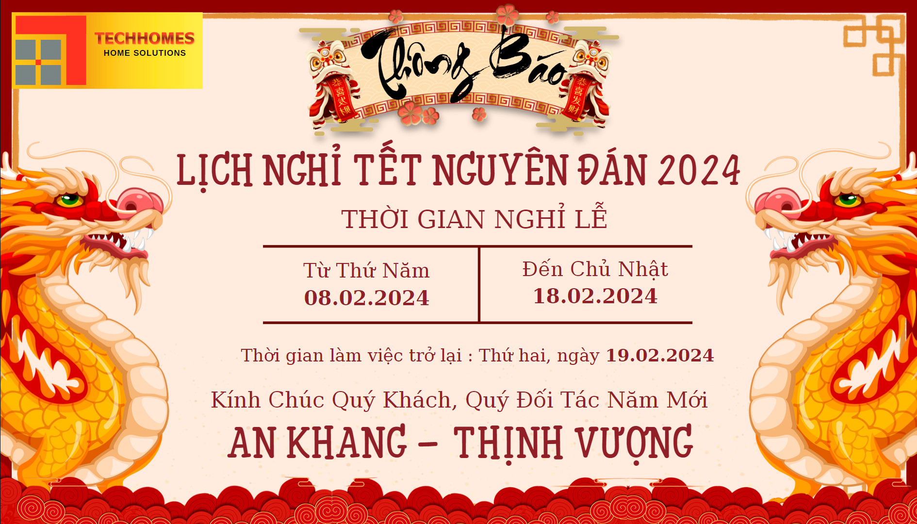 Thông báo lich nghỉ tết nguyên đán năm 2024