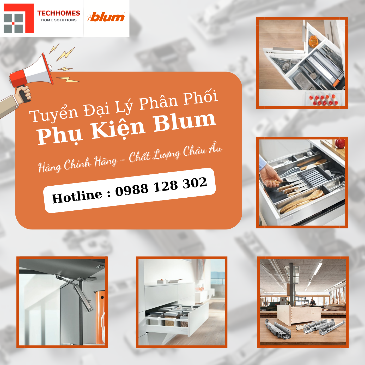 Tuyển đại lý phân phối tay nâng và ray hộp Blum Việt Nam chính hãng