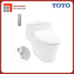 Bàn cầu một khối kèm nắp rửa điện tử WASHLET TOTO CW823RAW11
