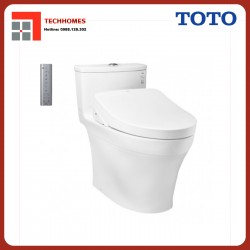 Bàn cầu một khối kèm nắp rửa điện tử WASHLET TOTO MS885CDW12