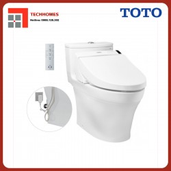 Bàn cầu một khối kèm nắp rửa điện tử WASHLET TOTO MS885DW6