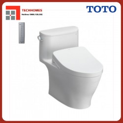 Bàn cầu một khối kèm nắp rửa điện tử WASHLET TOTO MS887CRW12