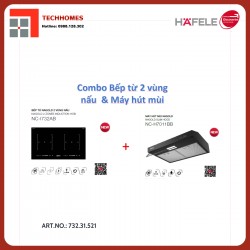 Combo bếp từ 2 vùng và hút mùi ấm tủ Hafele