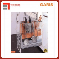 Giá chai lọ, dao thớt inox nan vuông - Cánh kéo, ray trượt giảm chấn BC02.200D