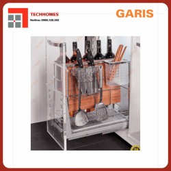 Giá chai lọ, dao thớt inox nan vuông - Cánh kéo, ray trượt giảm chấn BC02.300