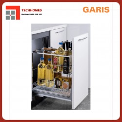 Giá chai lọ dao thớt Inox nan vuông - Cánh kéo, ray trượt giảm chấn BC02.350
