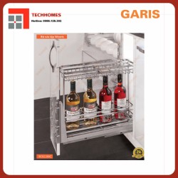 Giá chai lọ inox nan vuông - Cánh kéo, ray trượt giảm chấn BC02.200C