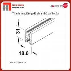 Khung chia giữa màu đen 6m, phụ kiện cửa trượt đi Hafele 403.75.314