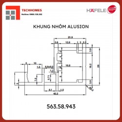 Khung kính nhôm màu bạc Hafele 563.58.943