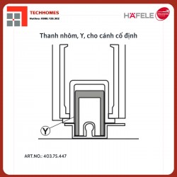 THANH NHÔM Y CHO CÁNH CỐ ĐỊNH ALUFLEX 80 3M HAFELE 403.75.447