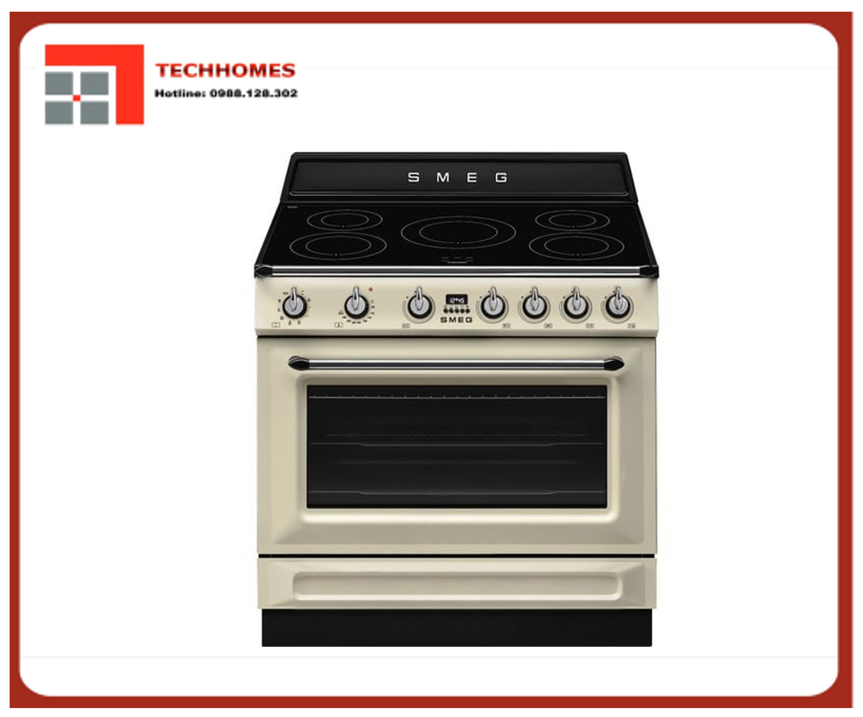 BẾP NẤU KÈM LÒ NƯỚNG CÓ MẶT BẾP TỪ 115L SMEG VICTORIA, 90CM VÀNG - TR90IMP