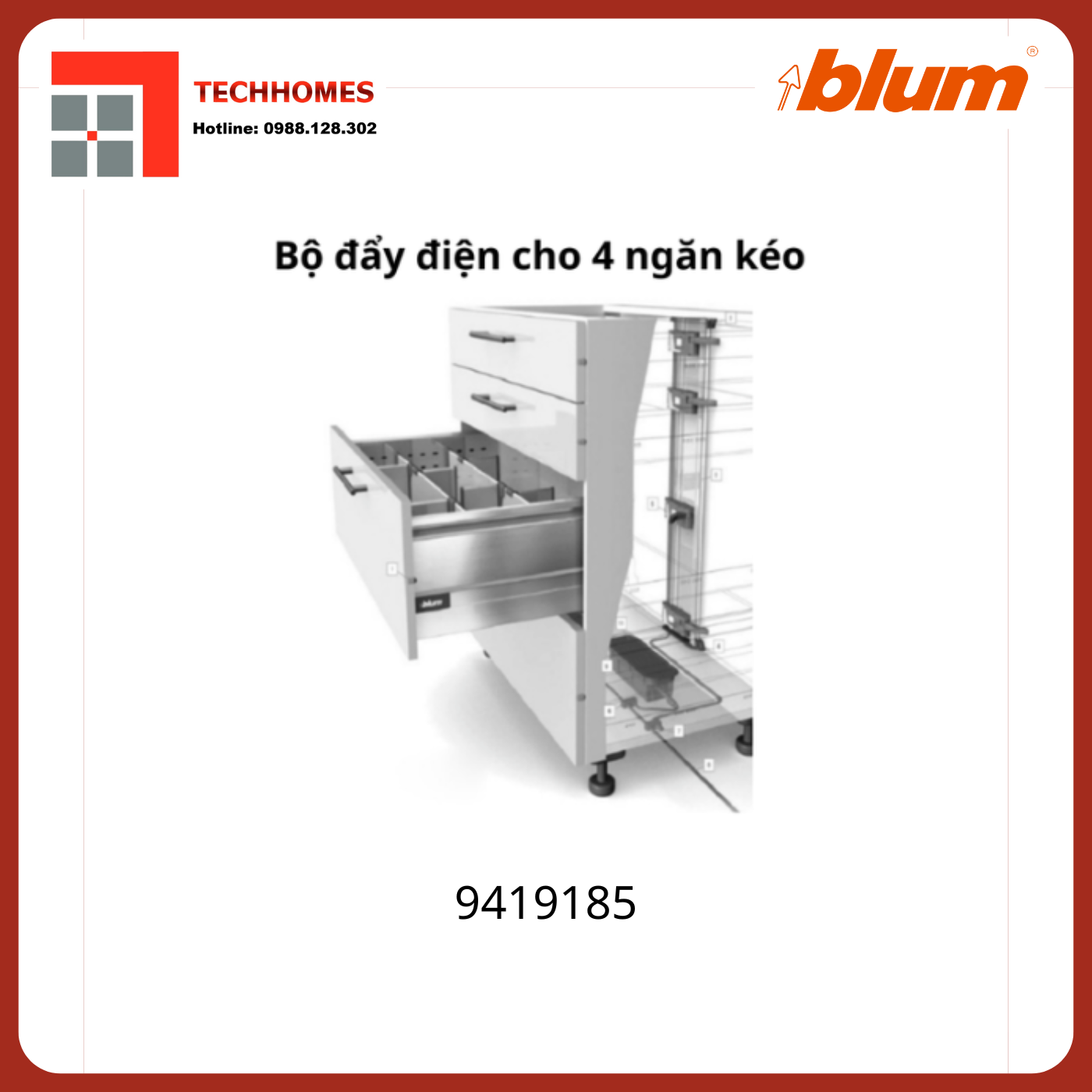 Bộ đẩy điện Blum 4 drawers 9704585 - 9704585