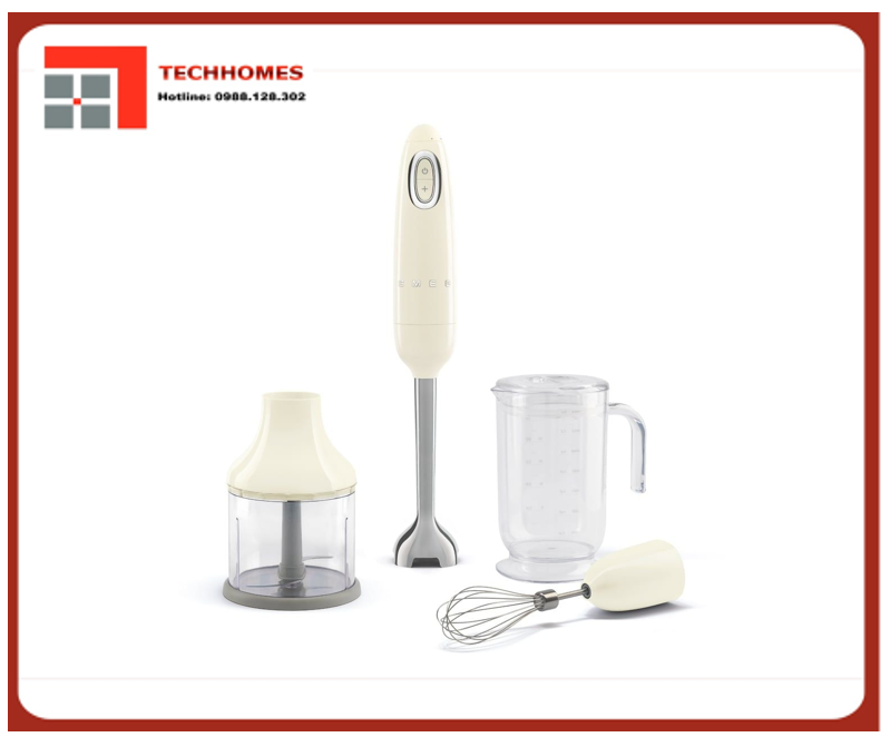 Bộ máy xay cầm tay Smeg 50's Style, SMF03CREU Full Color - Màu Kem - SMF03CREU