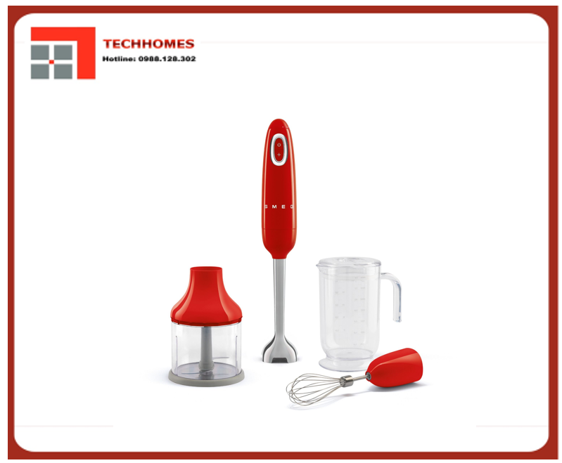 Bộ máy xay cầm tay Smeg 50's Style, SMF03RD Full Color - Màu Đỏ - SMF03RD