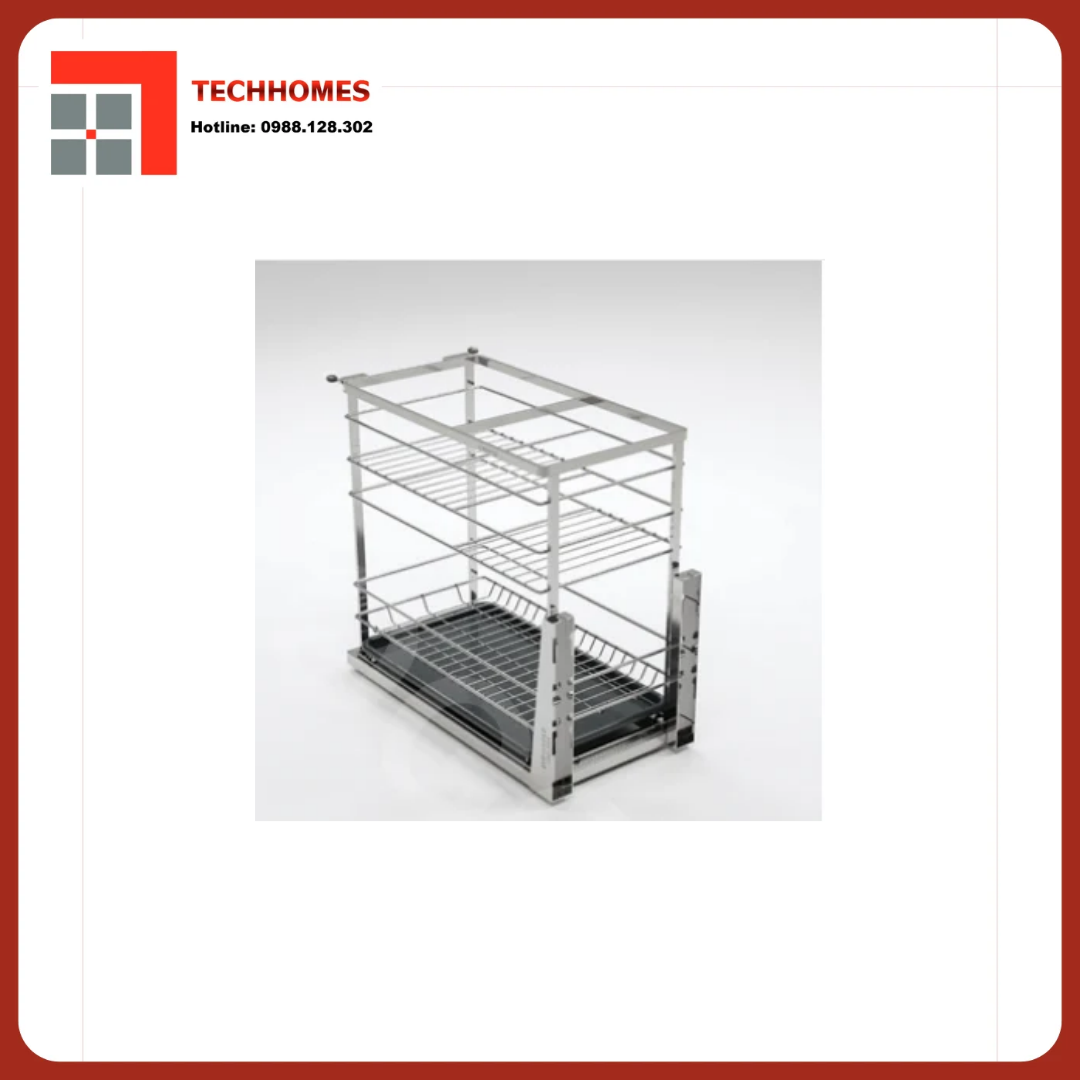GIÁ GIA VỊ INOX NAN DẸT - RAY GIẢM CHẤN - KHUNG INOX 304 - HỆ DẪN HƯỚNG CHỐNG RUNG EPD4635VX - EPD4635VX