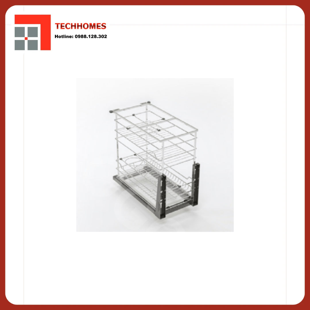 GIÁ GIA VỊ INOX NAN VUÔNG, RAY GIẢM CHẤN - HỆ DẪN HƯỚNG CHỐNG RUNG ERV4430VX - ERV4430VX